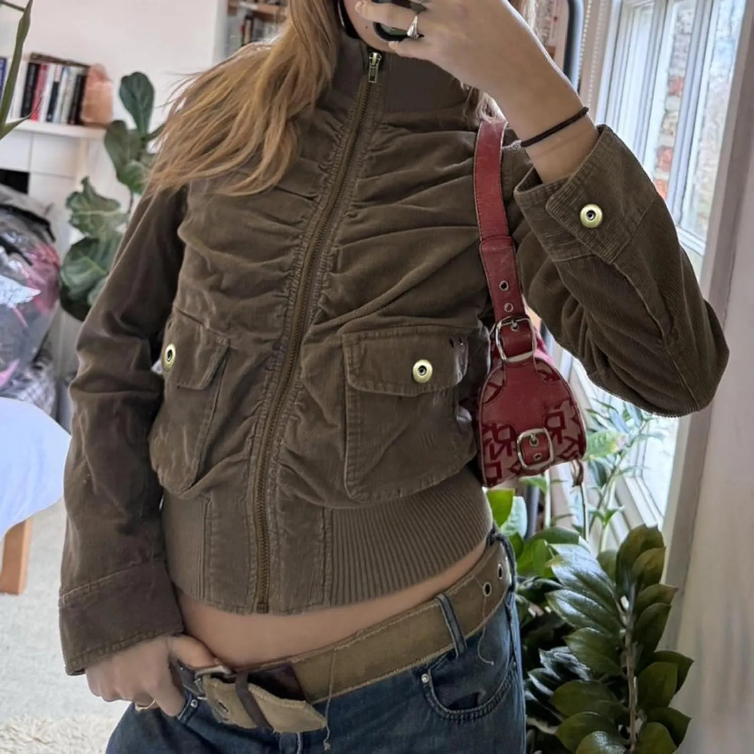 Womens Corduroy Jacket Y2k Stand Collar Cropped Shacket with Ribbed Trim Slim Fit Utility Jacket Outerwear
