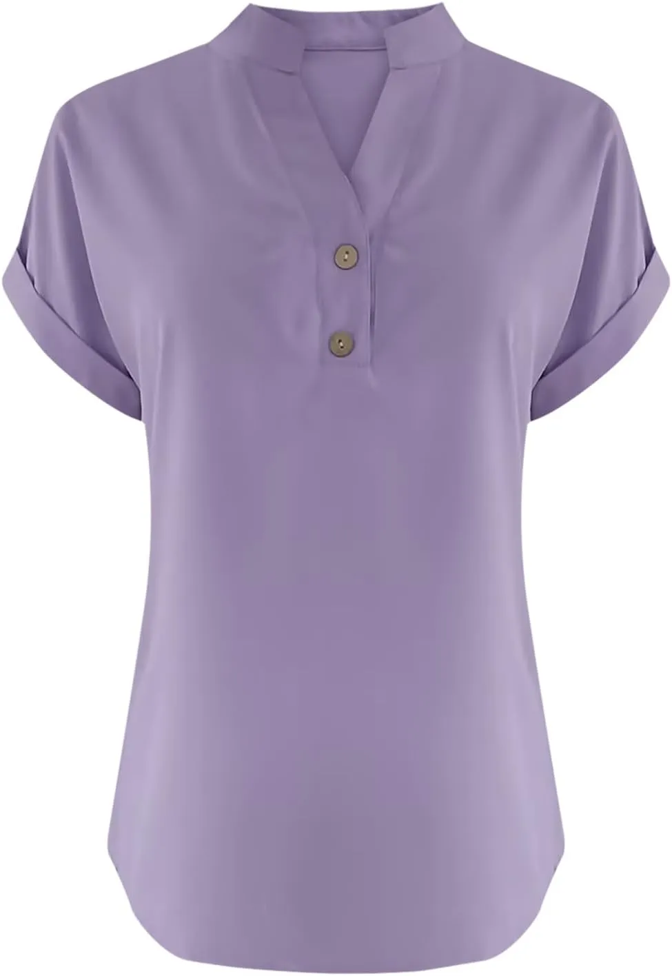 Womens Cotton Linen Shirts Button V Neck T Shirts Rolled Short Sleeve Tops Casual Summer Blouses Tshirt Shirts