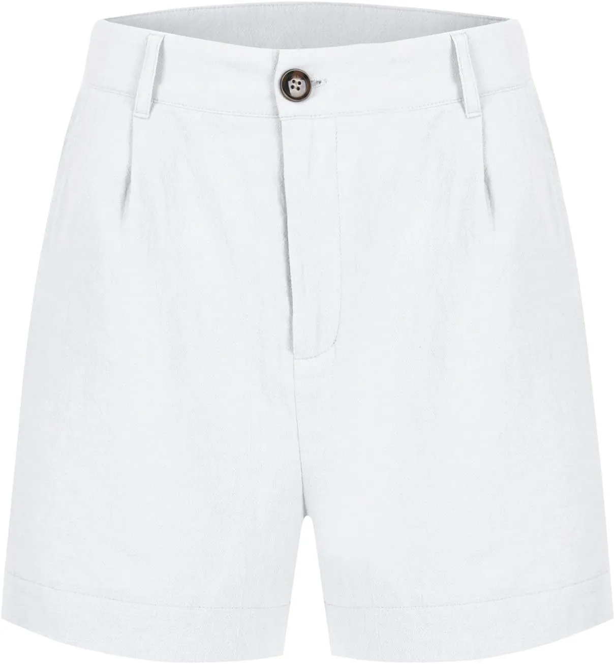 Womens Cotton Linen Shorts Summer Chino Shorts High Waisted Bermuda Shorts Dressy Wide Leg Shorts with Pockets