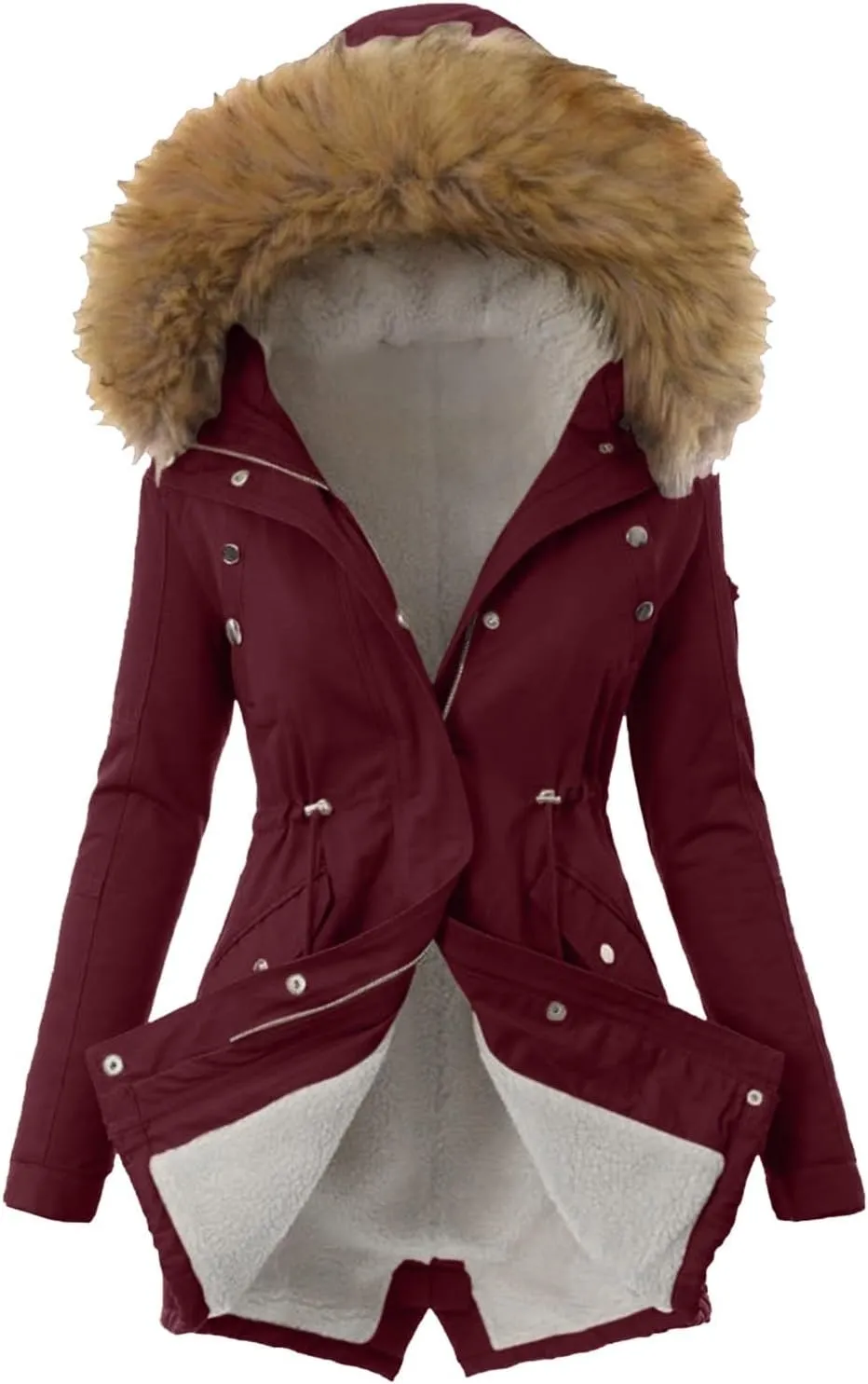 Womens Daily Plus Size Winter Coat Fashion Slim Hooded Puffer Jacket Thicken Thermal Long Sleeve Outwear 2024 Clothes
