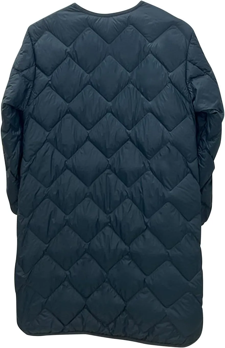 Womens Diamond Quilted Coats Lightweight Down Puffer Jackets Winter Warm Button Up Long Sleeve Thermal Coats