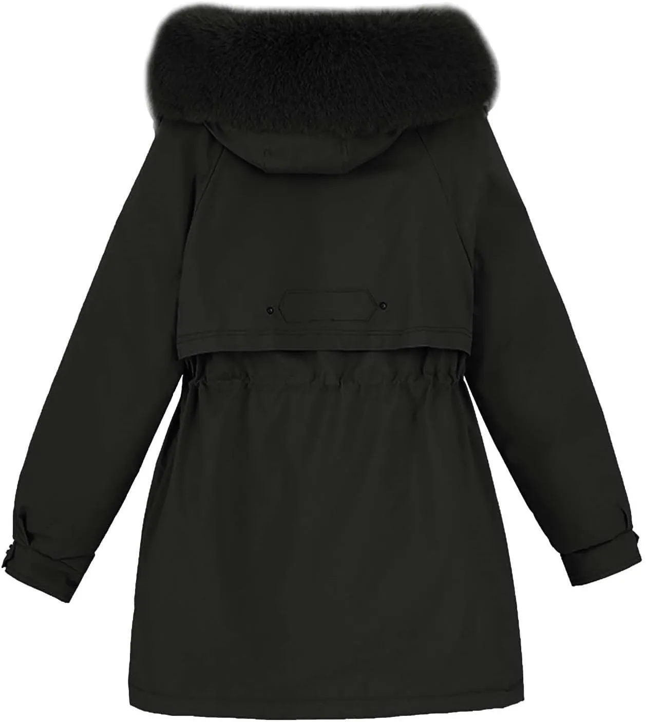 Women's Down Jacket Mid Length Thickened Quilted Puffer Jackets Padded Winter Coat Faux Fur Hood Outerwear Pockets