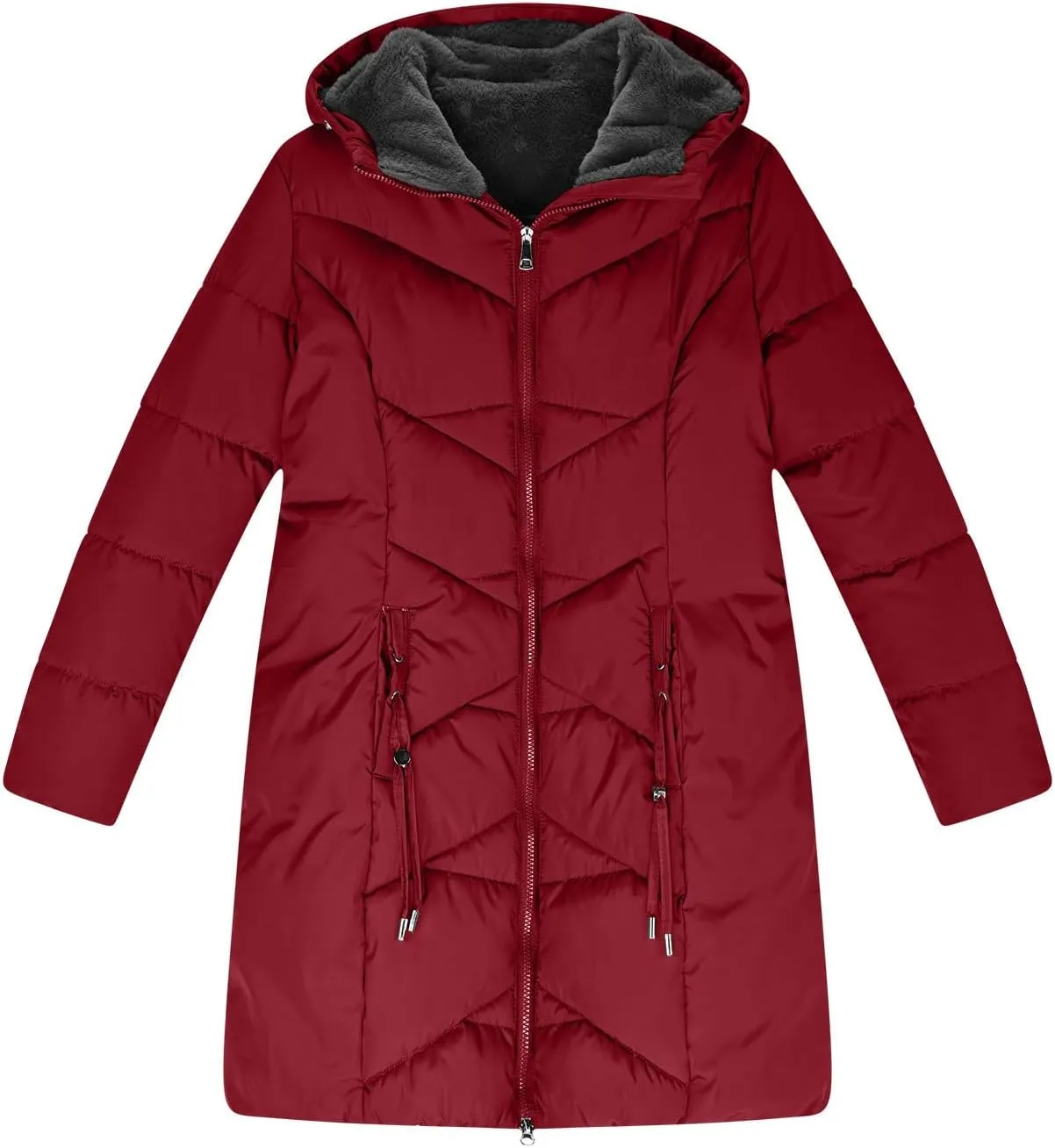 Women's Down Jackets Fleece Lined Thicken Parka Zip Up Winter Coats Daily Fashion Versatile Outerwear with Pockets