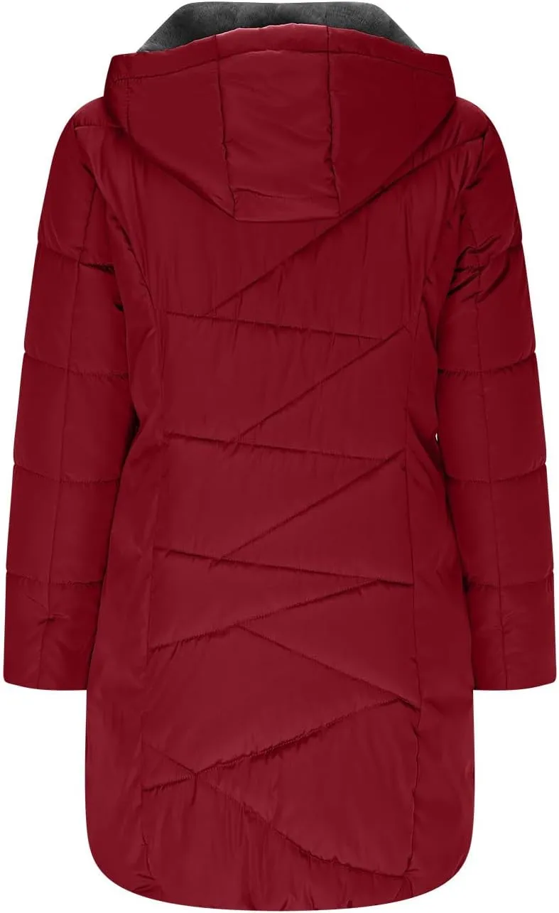 Women's Down Jackets Fleece Lined Thicken Parka Zip Up Winter Coats Daily Fashion Versatile Outerwear with Pockets