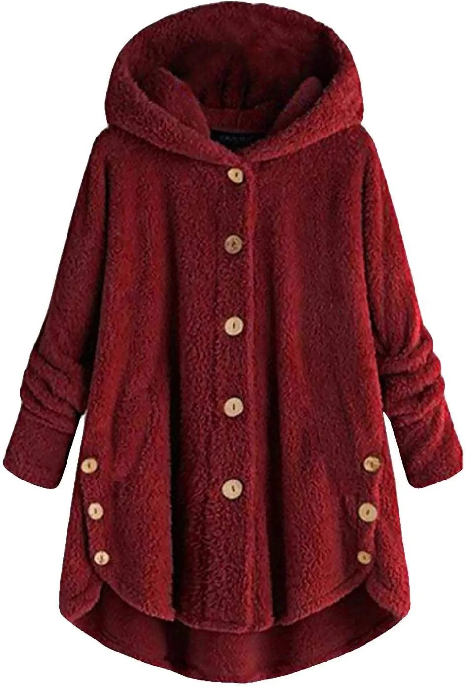 Women's Fleece Jackets Sherpa Winter Hooded Fuzzy Coat Oversized Button Down Cardigan Open Front Outwear with Pockets