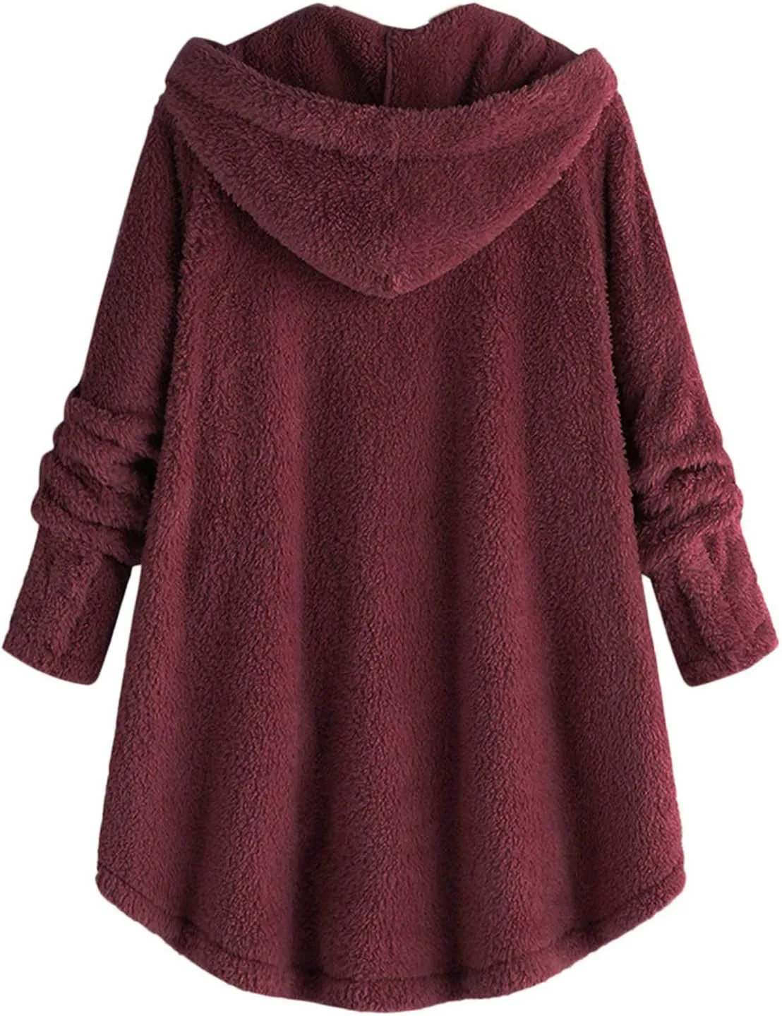 Women's Fleece Jackets Sherpa Winter Hooded Fuzzy Coat Oversized Button Down Cardigan Open Front Outwear with Pockets