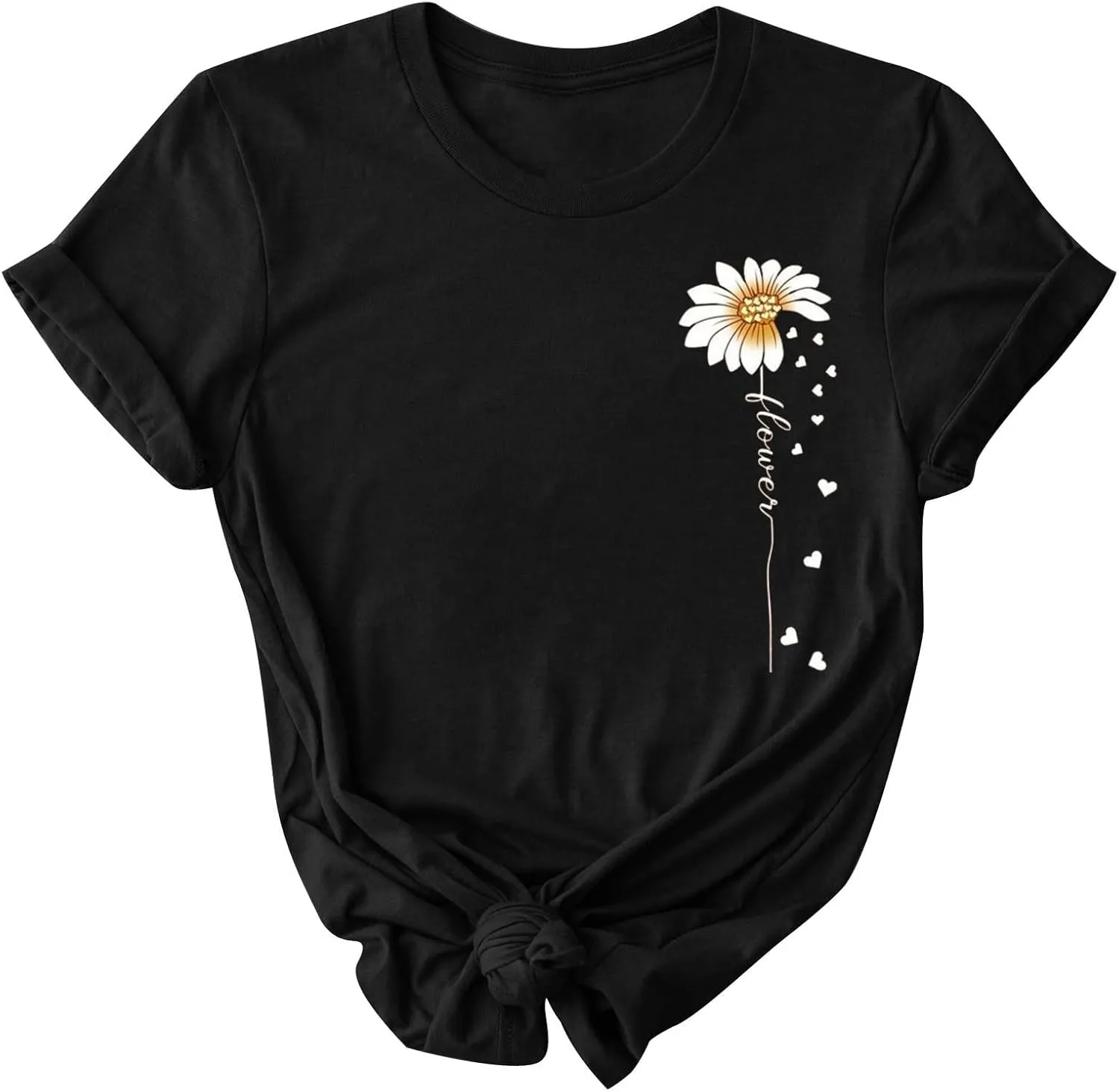 Womens Floral Print T-Shirt Short Sleeve Crew Neck Summer Tops Casual Loose Fit Basic Tee Shirts 2025 Trendy Clothes