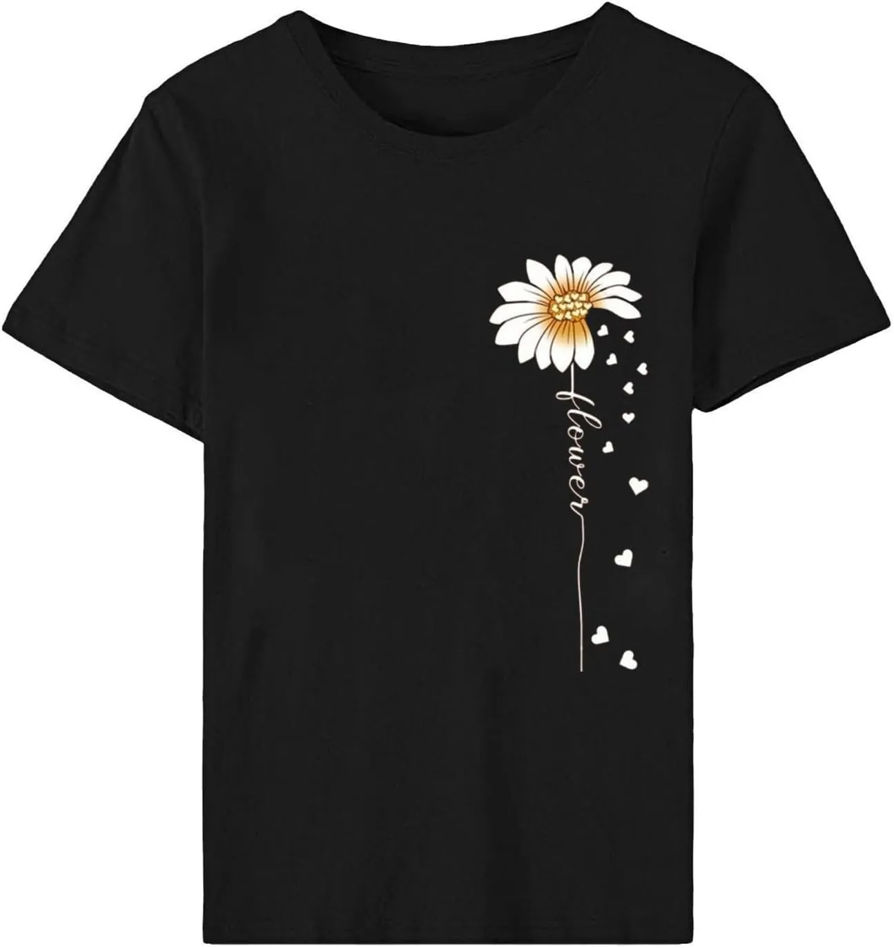Womens Floral Print T-Shirt Short Sleeve Crew Neck Summer Tops Casual Loose Fit Basic Tee Shirts 2025 Trendy Clothes
