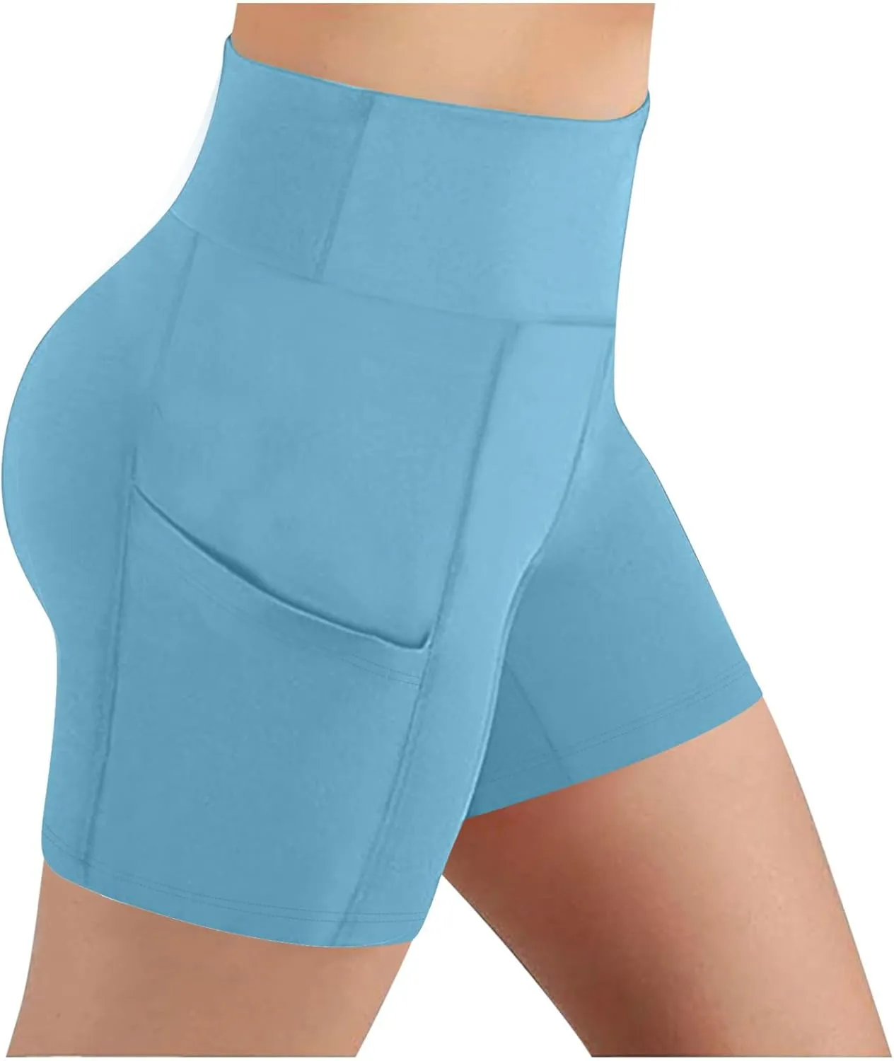 Women's High Waist Workout Biker Shorts with Pockets Yoga Running Athletic Gym Comfort Stretchy Tummy Control