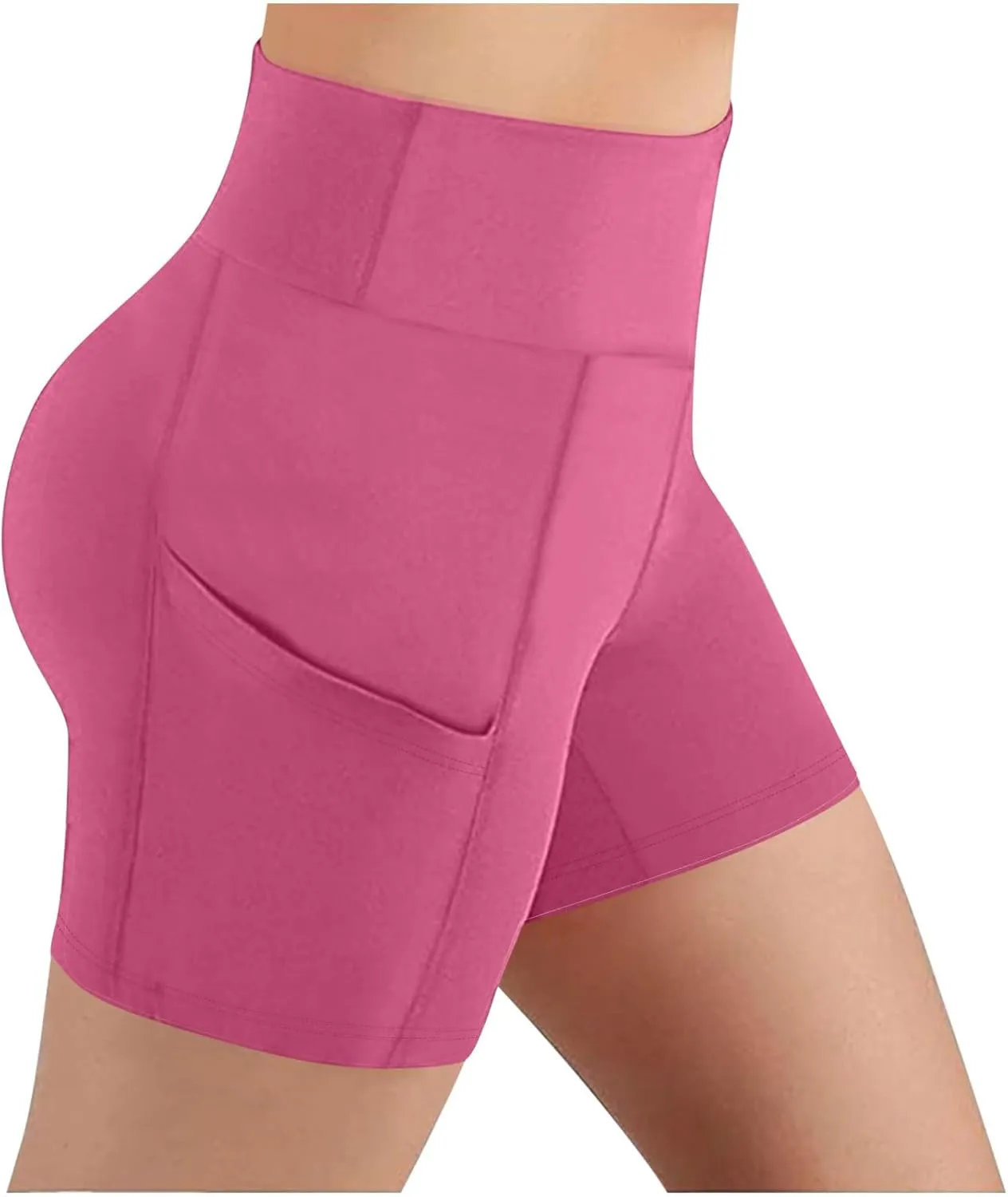 Women's High Waist Workout Biker Shorts with Pockets Yoga Running Athletic Gym Comfort Stretchy Tummy Control