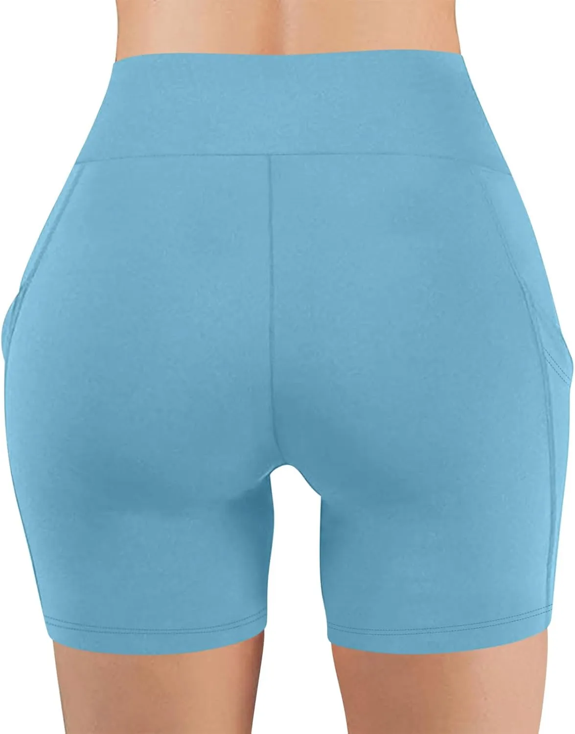 Women's High Waist Workout Biker Shorts with Pockets Yoga Running Athletic Gym Comfort Stretchy Tummy Control