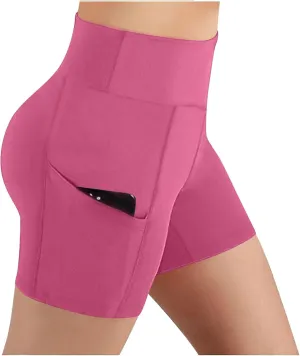 Women's High Waist Workout Biker Shorts with Pockets Yoga Running Athletic Gym Comfort Stretchy Tummy Control