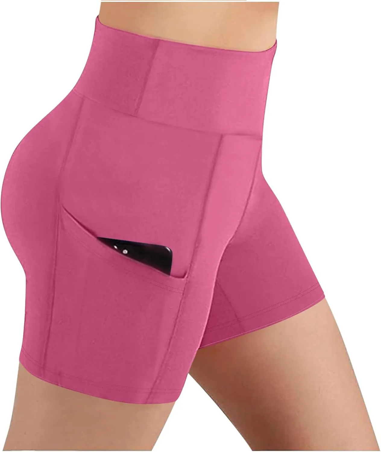Women's High Waist Workout Biker Shorts with Pockets Yoga Running Athletic Gym Comfort Stretchy Tummy Control