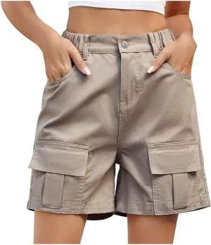 Womens High Waisted Jean Shorts Drawstring Waist Denim Shorts Casual Wide Leg Shorts Stretchy Cargo Jean Shorts