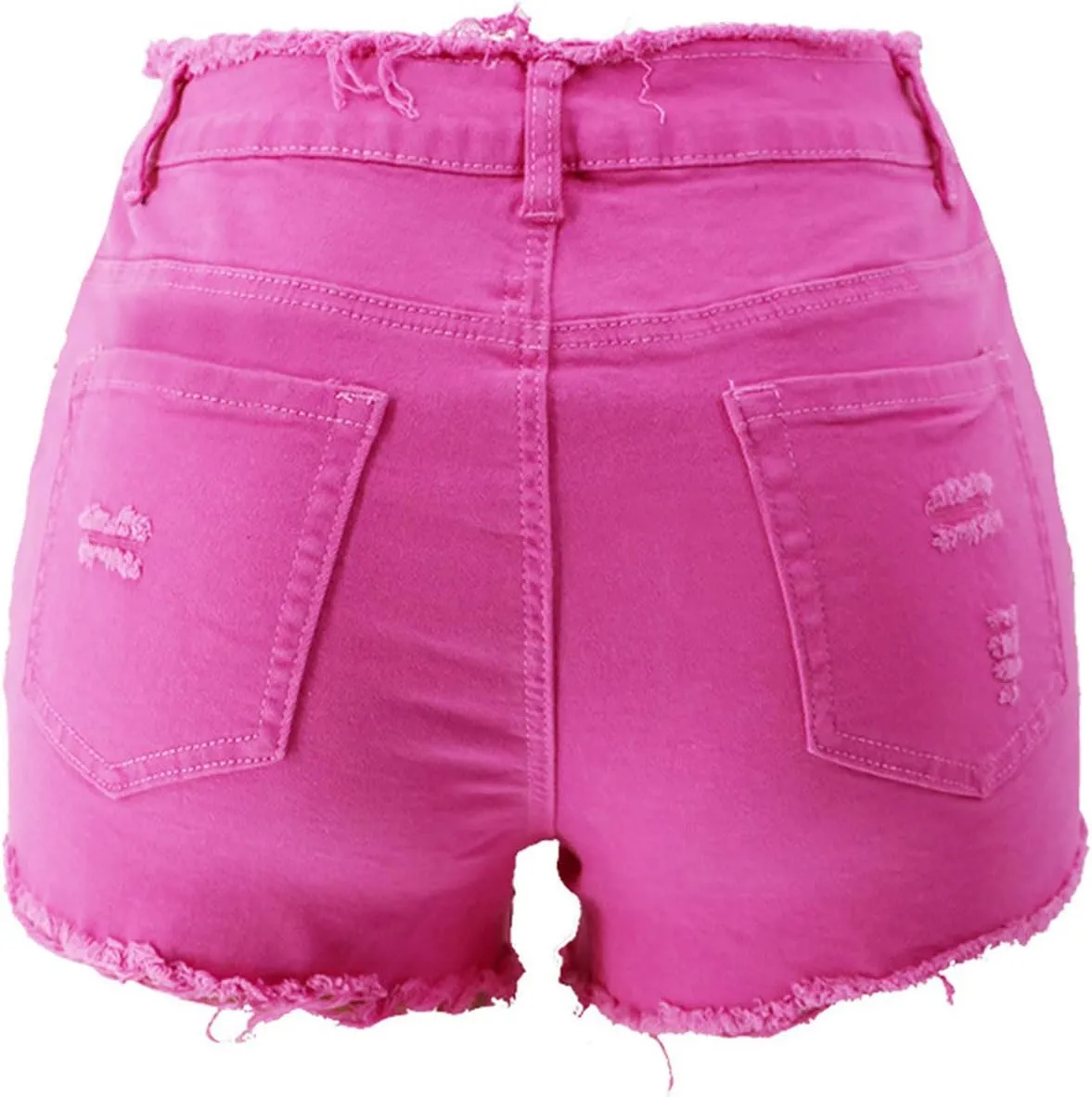 Womens Jean Shorts High Waisted Ripped Stretchy Shorts with Pockets Solid Denim Shorts Summer Casual Jeans Shorts