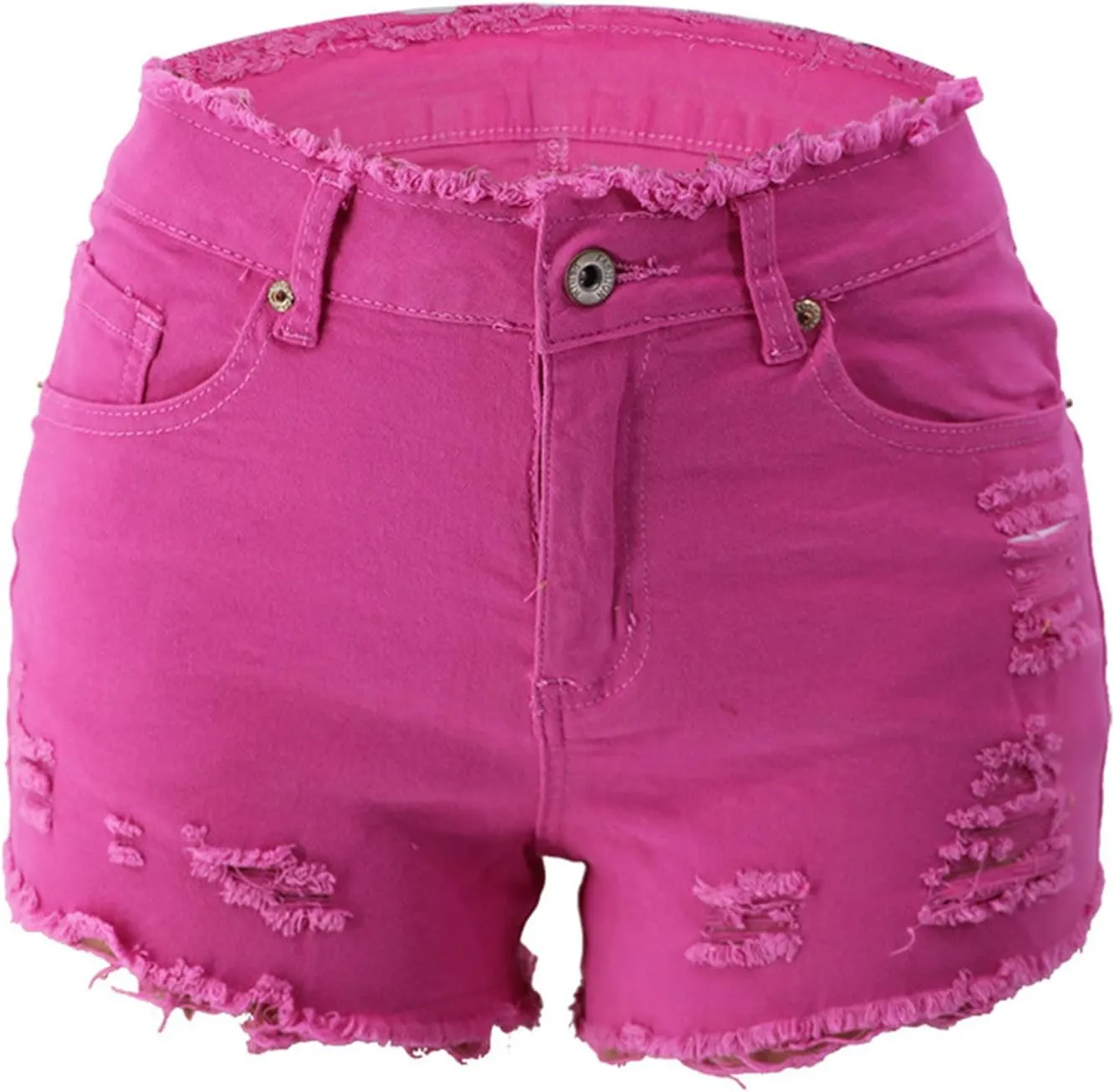Womens Jean Shorts High Waisted Ripped Stretchy Shorts with Pockets Solid Denim Shorts Summer Casual Jeans Shorts