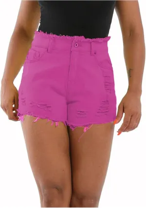 Womens Jean Shorts High Waisted Ripped Stretchy Shorts with Pockets Solid Denim Shorts Summer Casual Jeans Shorts