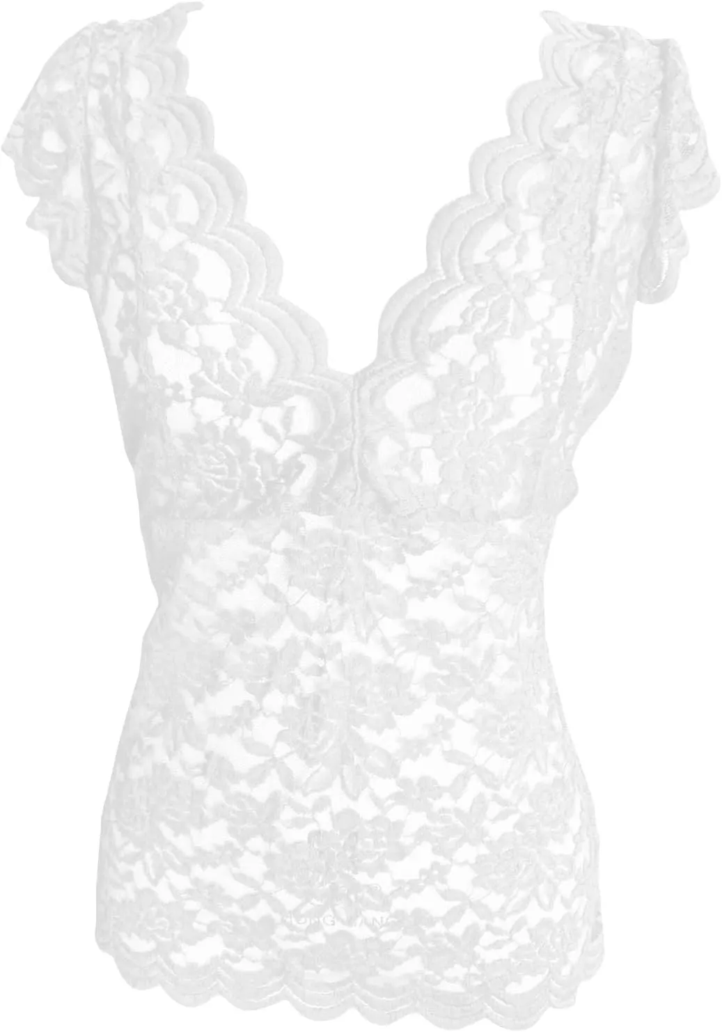 Women's Lace Tank Top Sleeveless V-Neck Floral Embroidered Camisole Casual See Through Tunic Blouse Tee Shirt