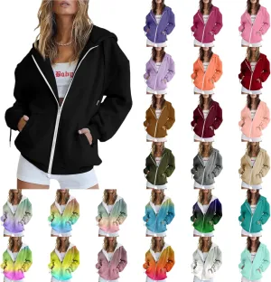 Women's Oversized Full Zip Hoodies Lightweight Casual Y2K Fashion Sweatshirts 2023 Fall Trendy Jackets Streetwear