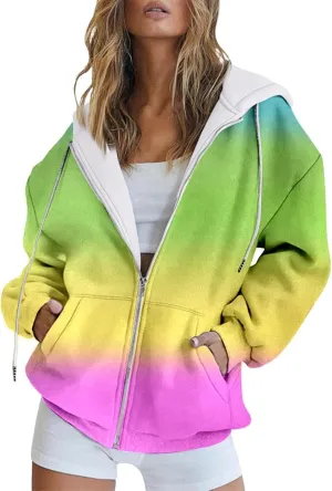 Women's Oversized Full Zip Hoodies Lightweight Casual Y2K Fashion Sweatshirts 2023 Fall Trendy Jackets Streetwear