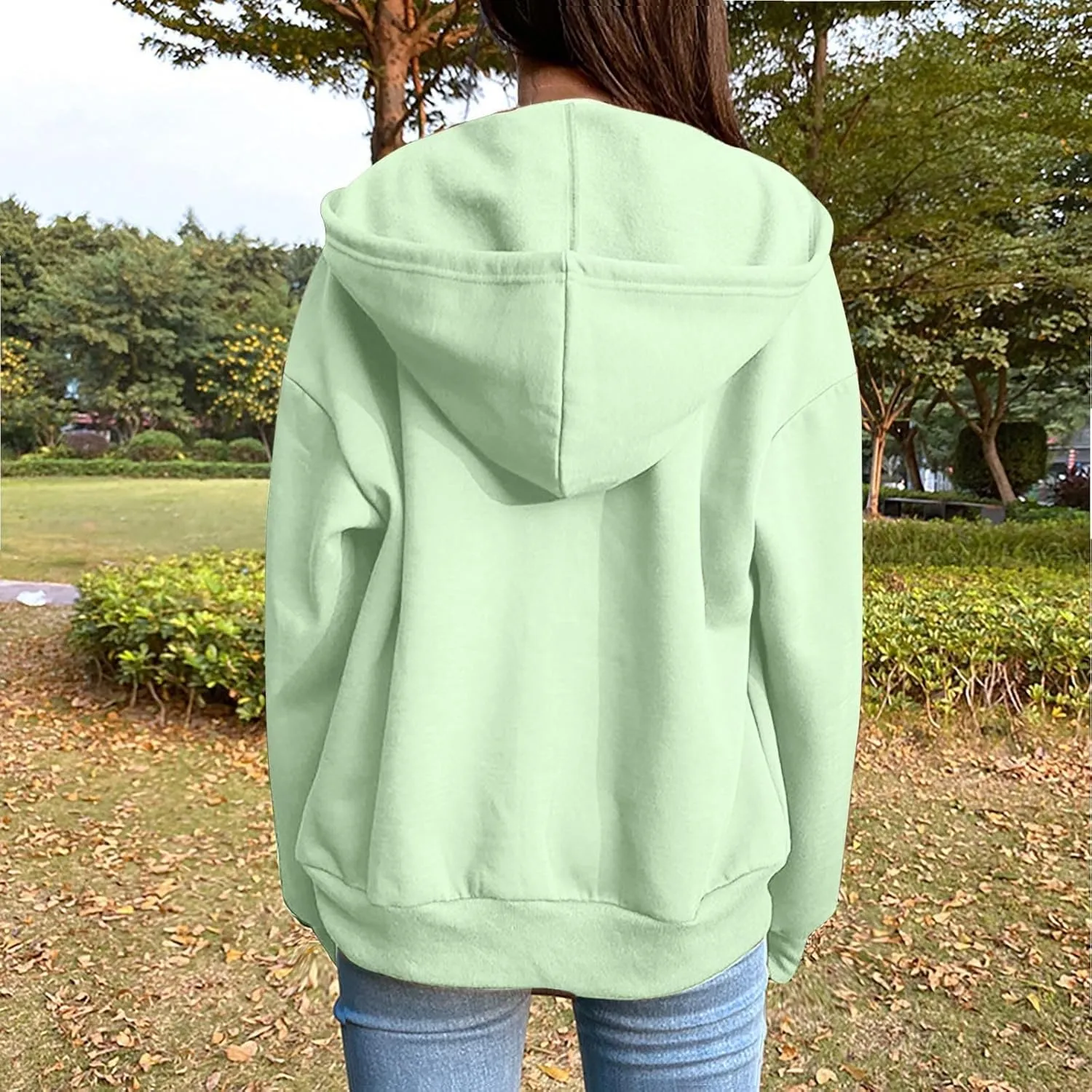Women's Oversized Y2K Hoodies Zipper Drawstring Hooded Jackets 2023 Trendy Lightweight Dressy Streetwear with Pockets