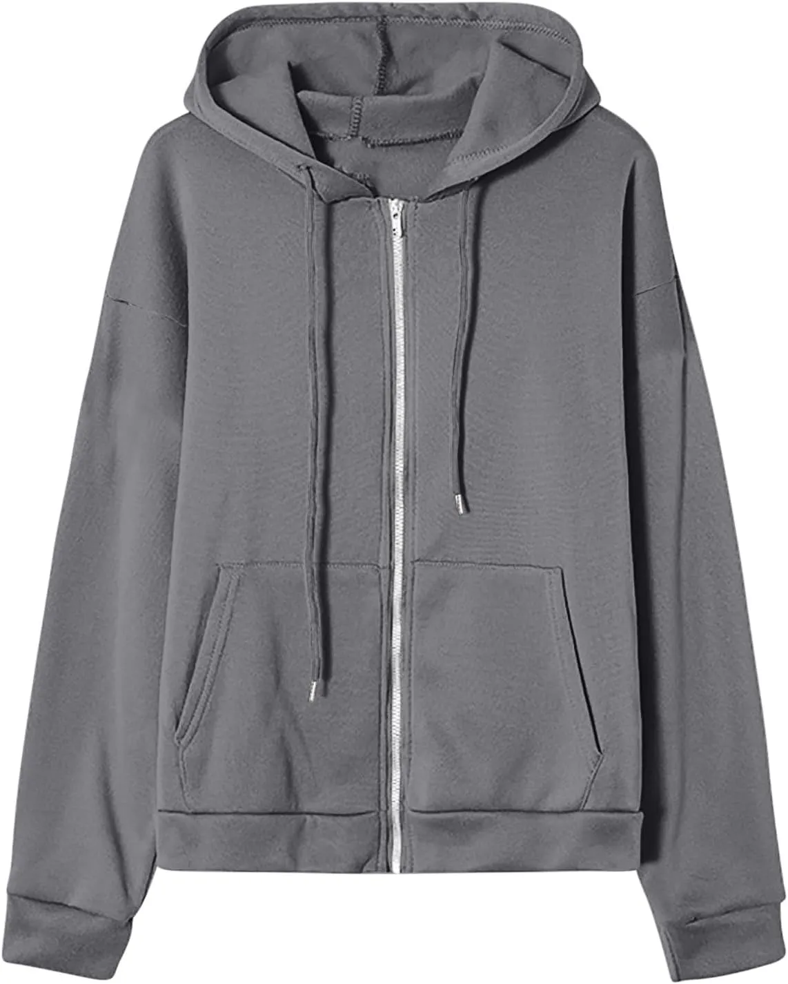 Women's Oversized Y2K Hoodies Zipper Drawstring Hooded Jackets 2023 Trendy Lightweight Dressy Streetwear with Pockets