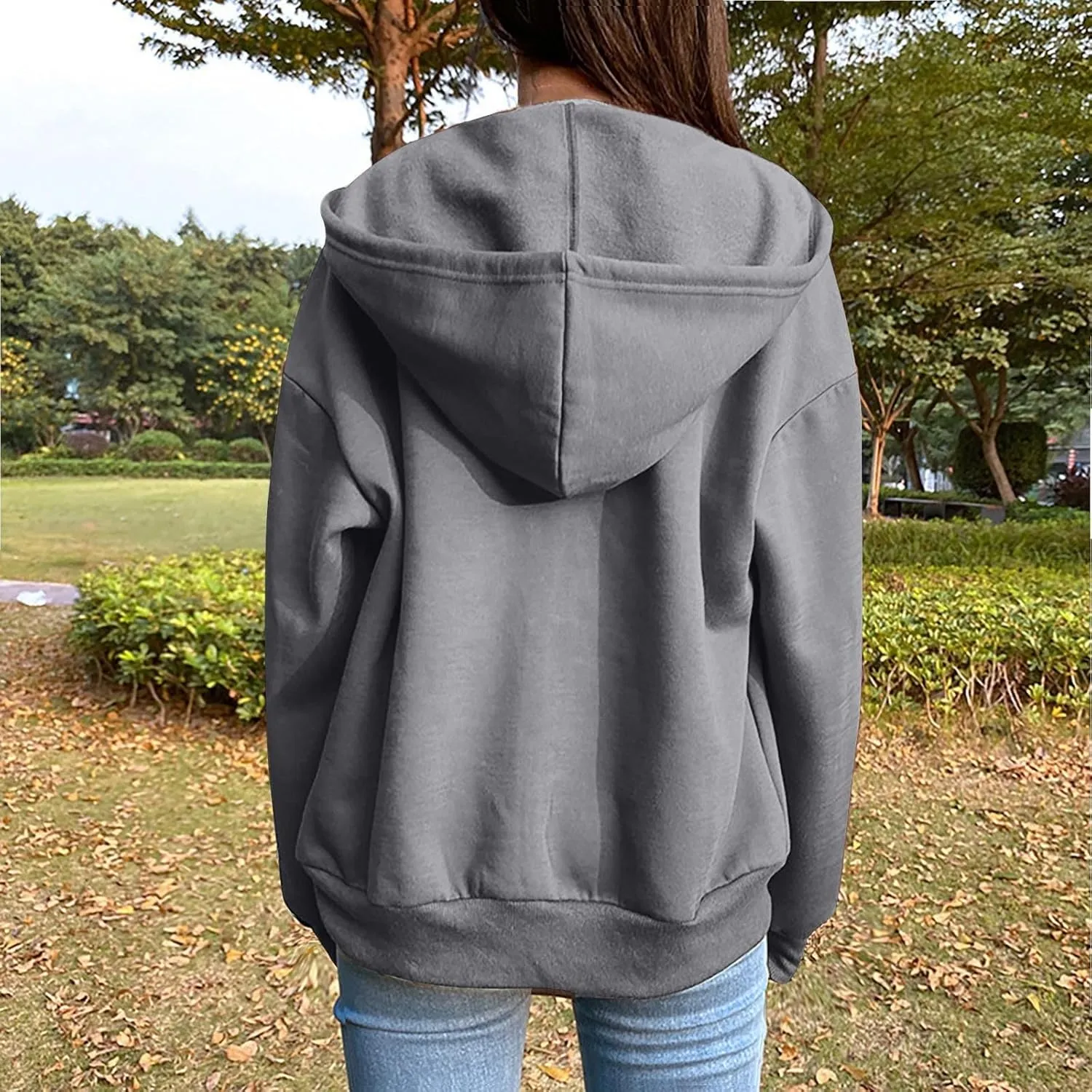 Women's Oversized Y2K Hoodies Zipper Drawstring Hooded Jackets 2023 Trendy Lightweight Dressy Streetwear with Pockets