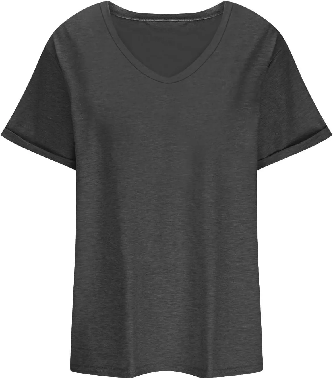 Womens Plus Size Summer Tops Short Sleeve V Neck T Shirts Casual Loose Fit Solid Tshirts Oversized Going Out Tees