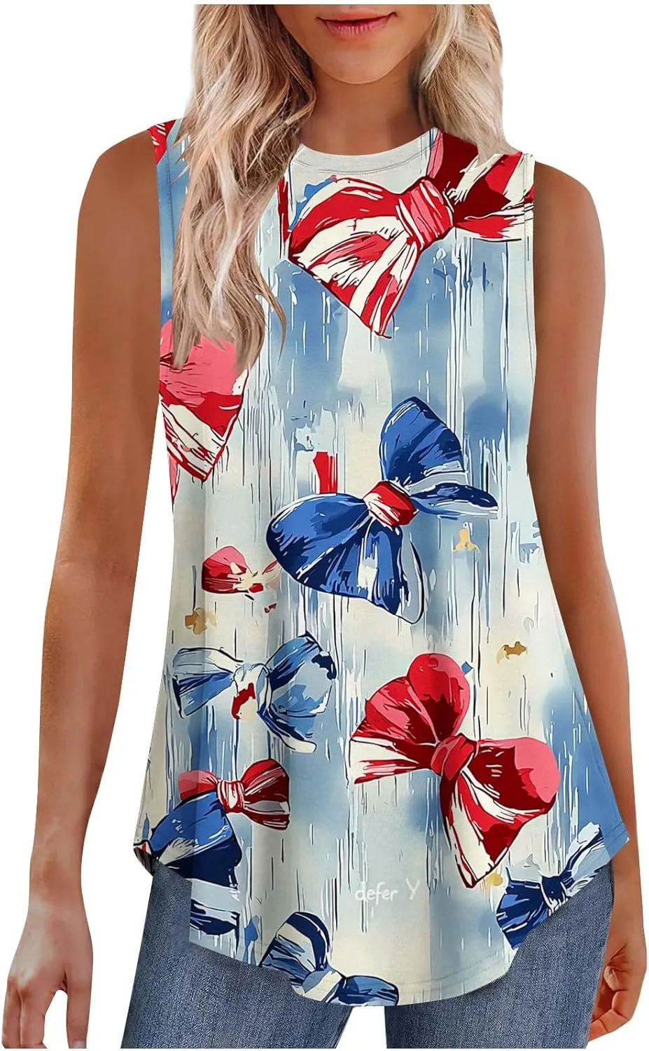 Womens Red White Blue Stars Stripes USA Flag High Neck Tanks Patriotic Tops 4th of July Independence Summer Shirts
