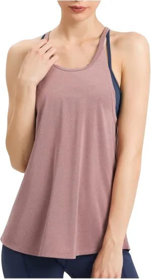 Womens Ribbed Tank Top Sleeveless Yoga Tops Casual Loose Flowy Crew Neck Quick Drying Workout Summer Tank Blouse