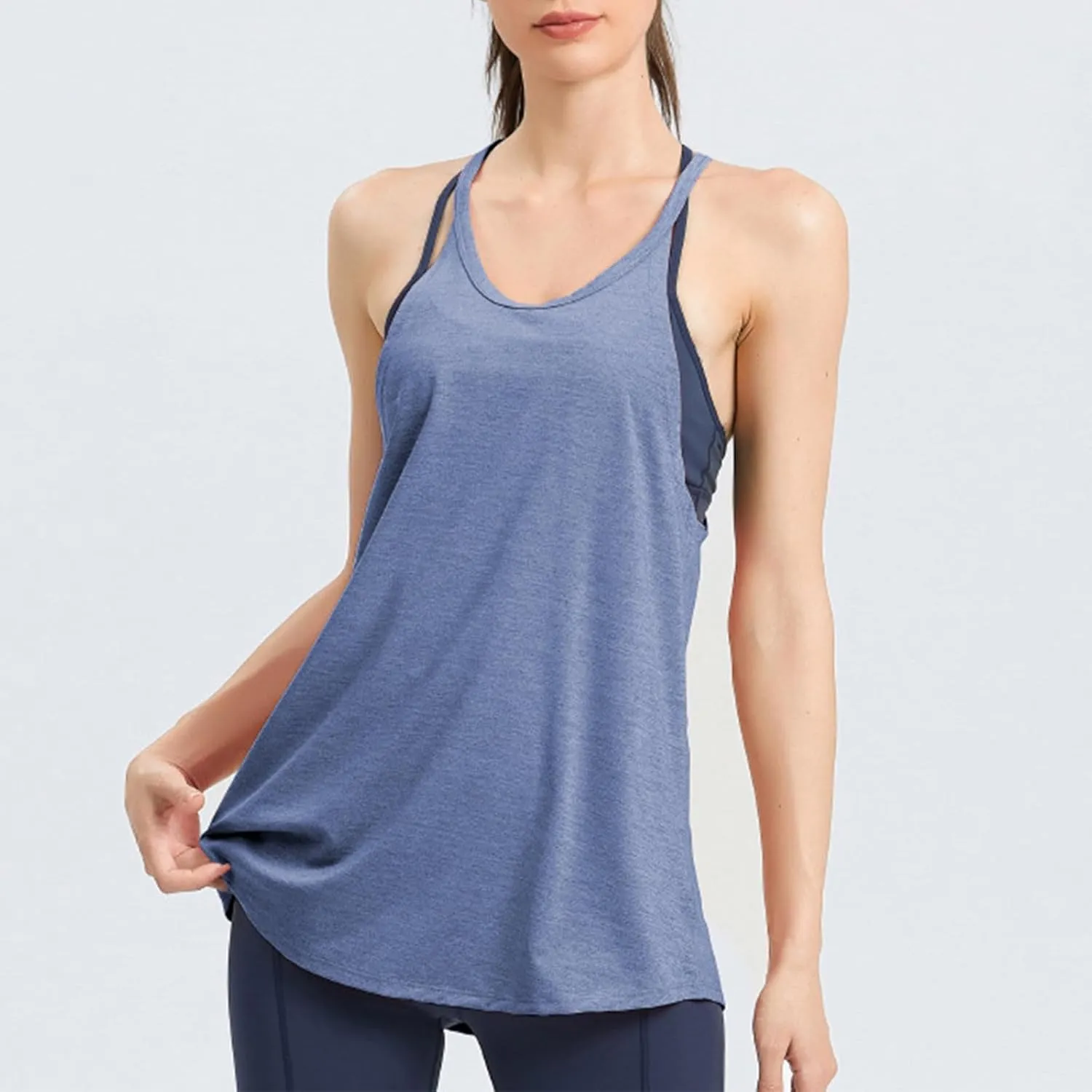 Womens Ribbed Tank Top Sleeveless Yoga Tops Casual Loose Flowy Crew Neck Quick Drying Workout Summer Tank Blouse