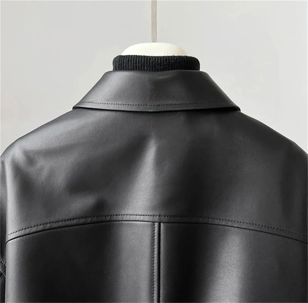 Women's Short Leather Coat Streetwear Loose Tops Motorcycle Jackets