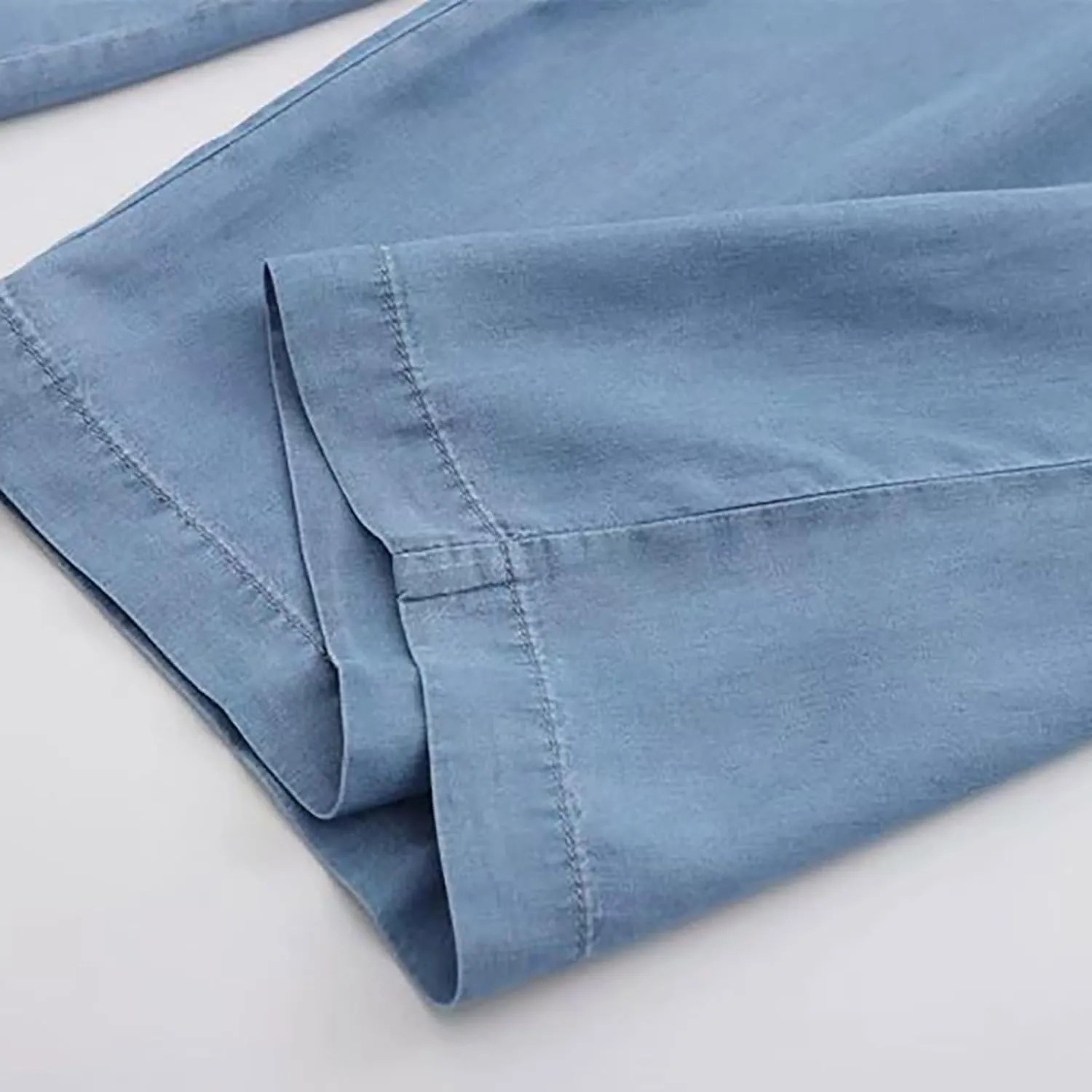 Women's Solid Flowy High Waist Pleade Cropped Trousers Cotton Lightweihgt Straight Plus Size Casual Business Pants