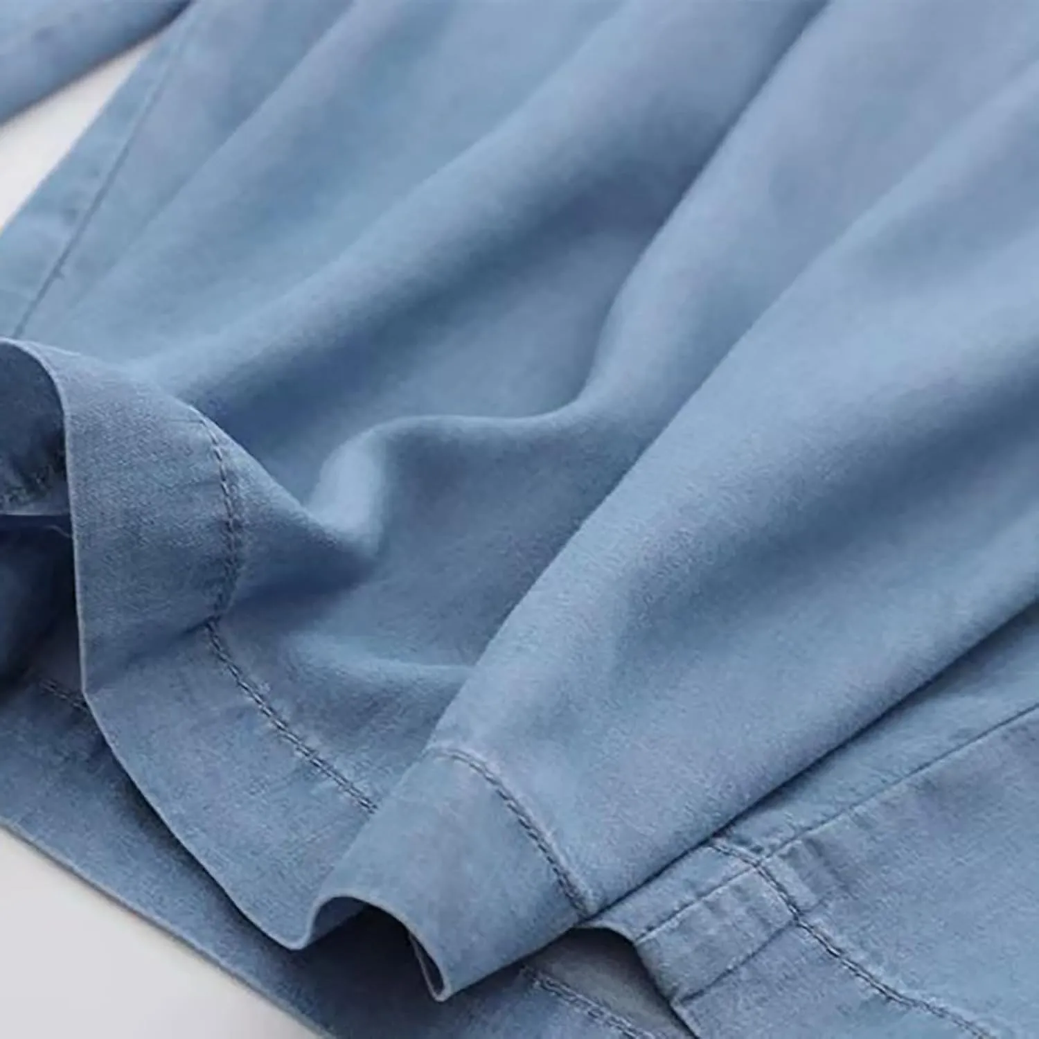 Women's Solid Flowy High Waist Pleade Cropped Trousers Cotton Lightweihgt Straight Plus Size Casual Business Pants