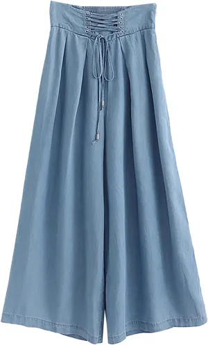 Women's Solid Flowy High Waist Pleade Cropped Trousers Cotton Lightweihgt Straight Plus Size Casual Business Pants