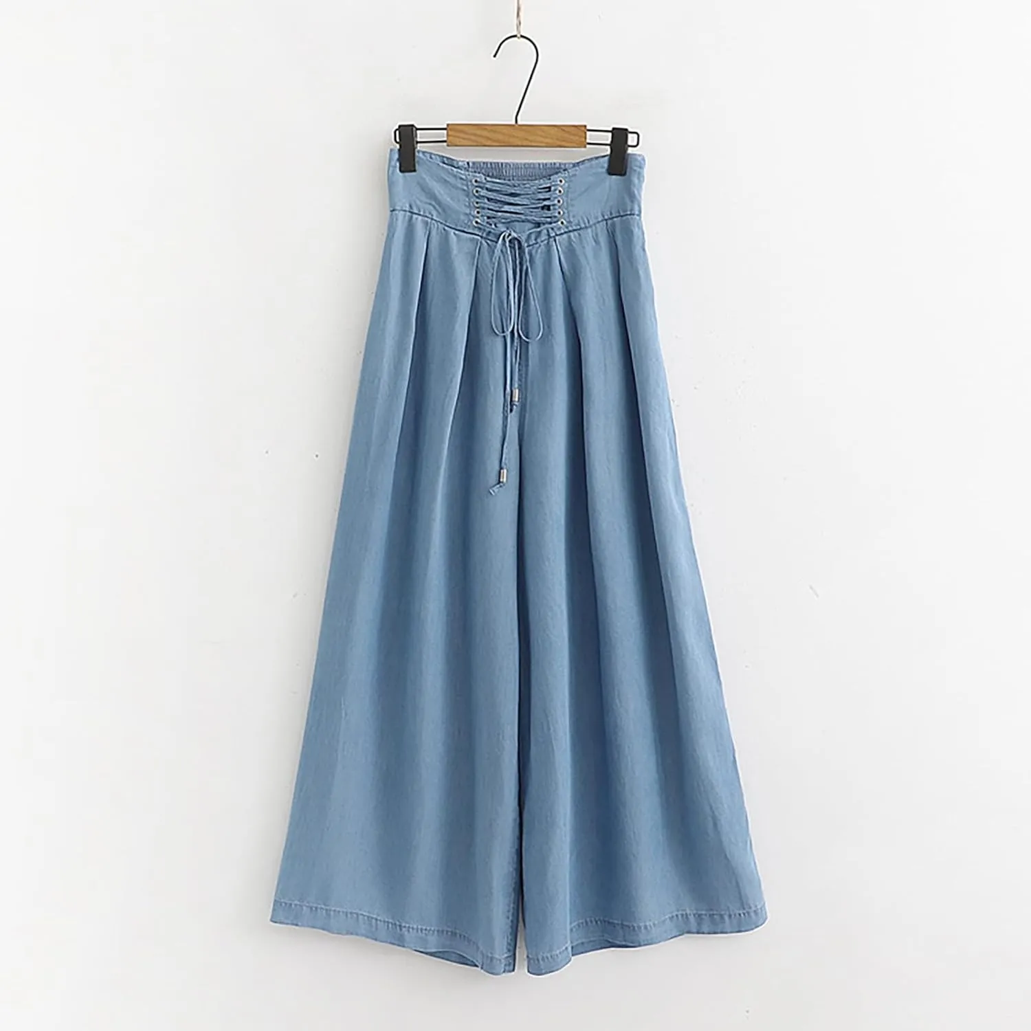 Women's Solid Flowy High Waist Pleade Cropped Trousers Cotton Lightweihgt Straight Plus Size Casual Business Pants