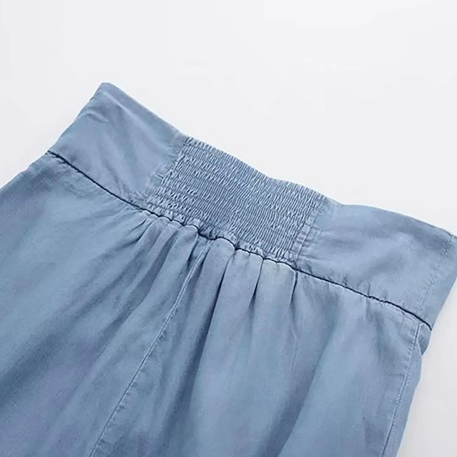 Women's Solid Flowy High Waist Pleade Cropped Trousers Cotton Lightweihgt Straight Plus Size Casual Business Pants