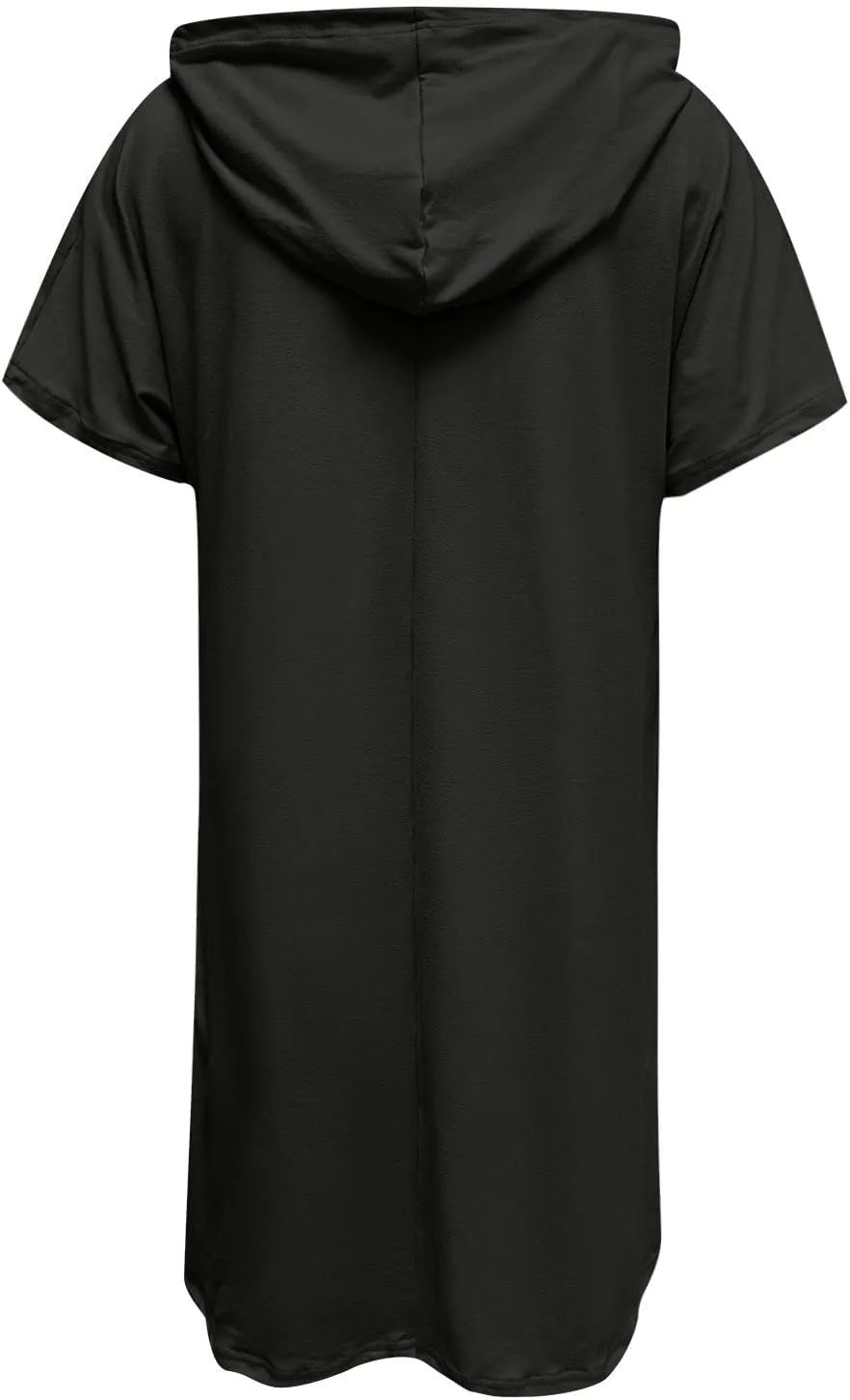 Womens Summer Casual Fashion Short Sleeve Long Double Pocket Tee Top