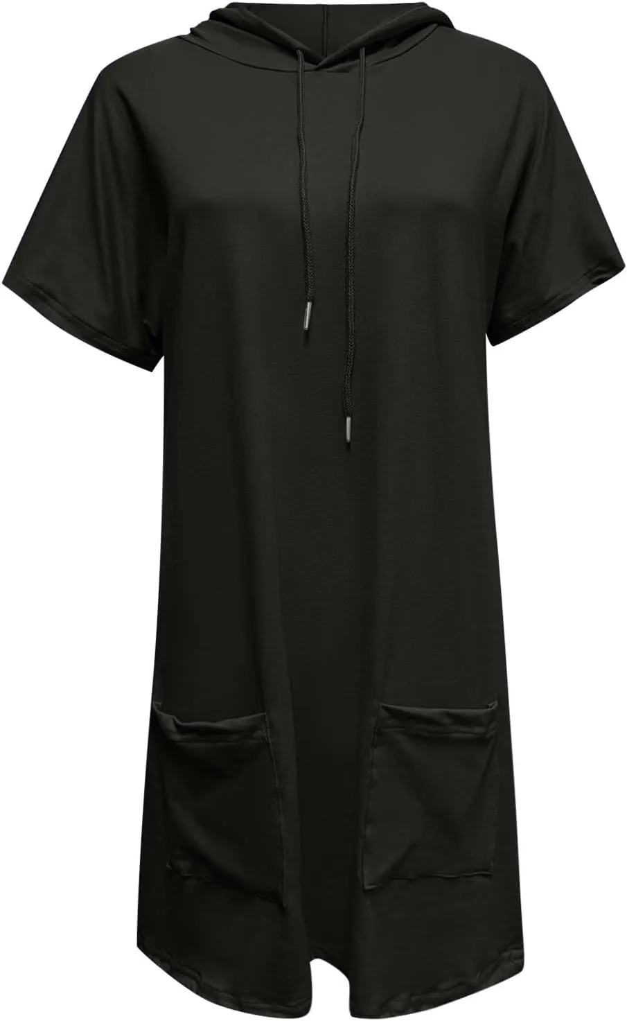 Womens Summer Casual Fashion Short Sleeve Long Double Pocket Tee Top