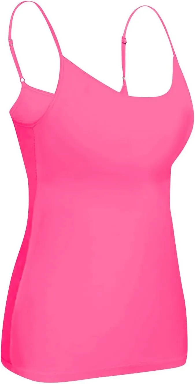 Women's Summer Shelf Bra Camisole Tops Adjustable Spaghetti Strap Cami Tank Cotton Undershirts