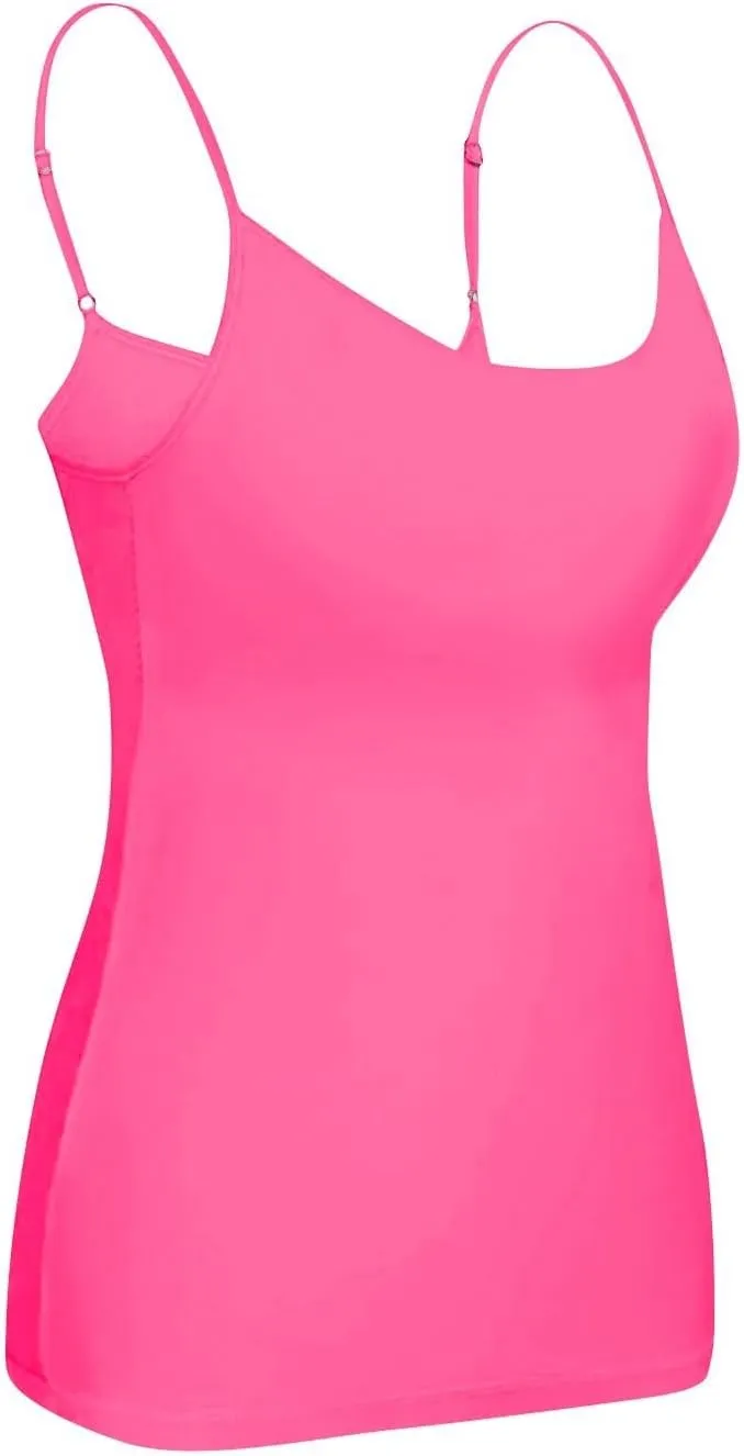 Women's Summer Shelf Bra Camisole Tops Adjustable Spaghetti Strap Cami Tank Cotton Undershirts