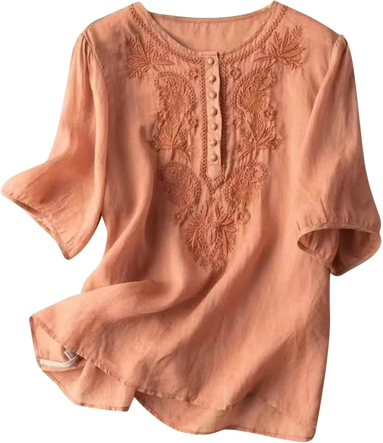 Womens Summer Tops Workout Tops for Women Plus Size Oversized Crew Neck Linen Tops Short Sleeve Cotton Blend Tee Shirts