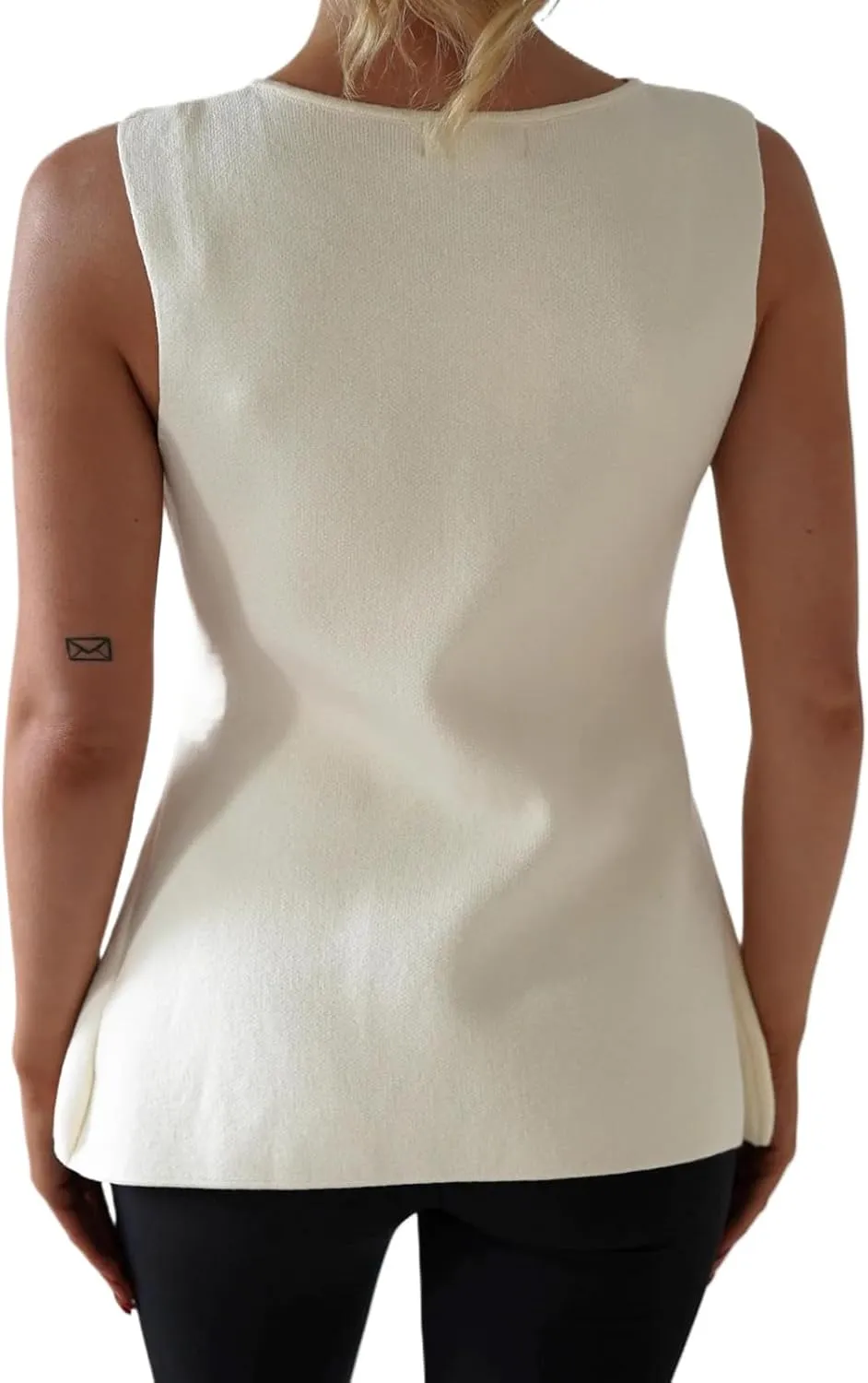 Womens Tank Tops Casual Crewneck Button Down Sleeveless Vest Summer Slim Fit Knitted Suit Blouses Cardigan Waistcoat