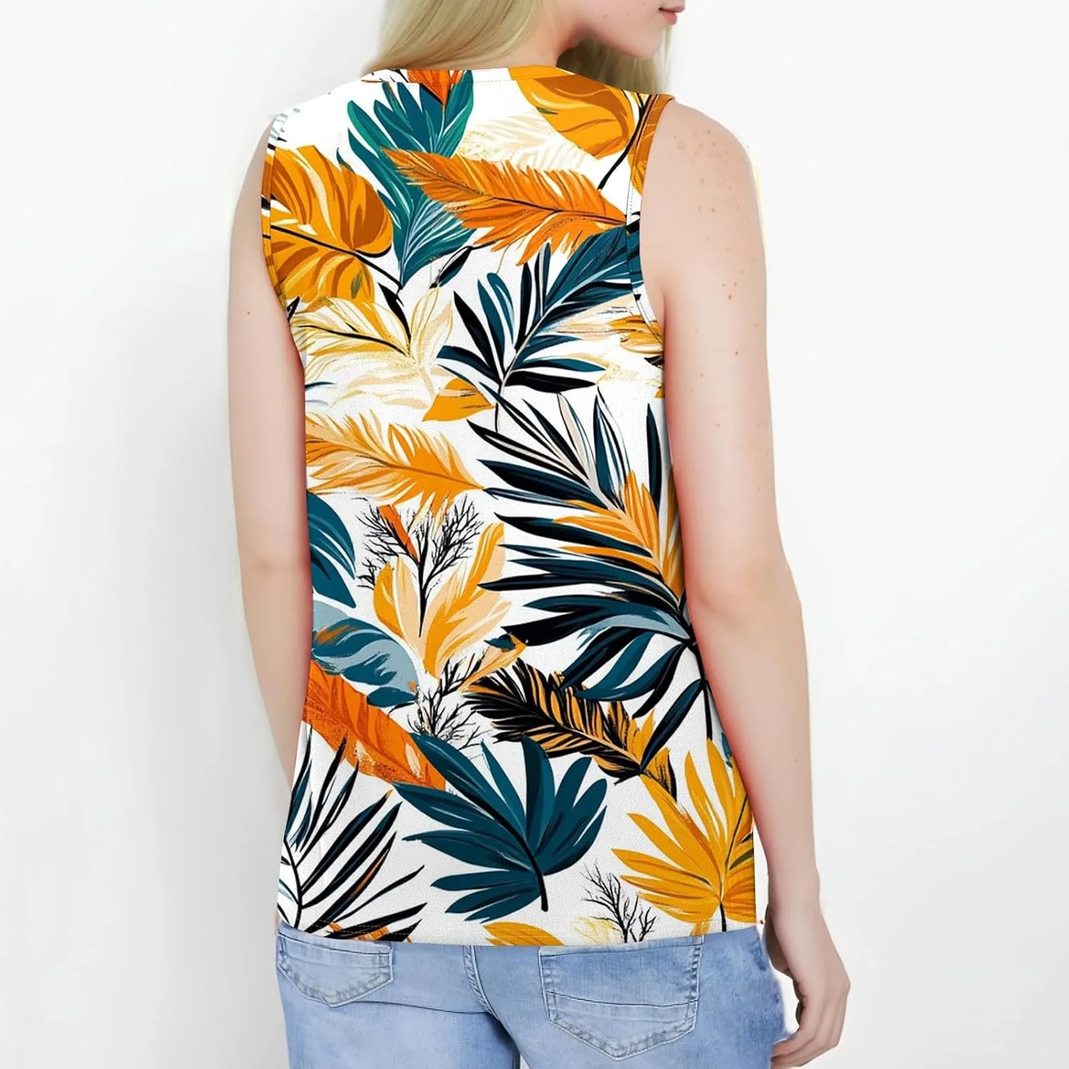 Womens Tank Tops Round Neck Printed Shirts 2025 Summer Casual Loose Fit Sleeveless Cute Basic Tanks Tee for Women