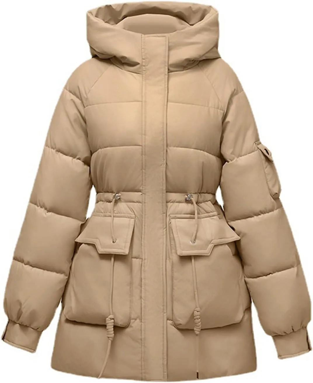Women's Thickened Down Jackets Winter Hooded Mid-Length Puffy Packable Warm Jackets Puffer Down Coat Christmas Gifts