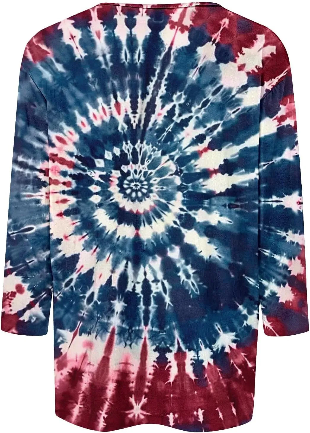 Womens Tops 3/4 Sleeve Loose Fit Tie Dye Hippie Shirts 70s Tshirts Crew Neck Cute Tees 2025 Spring Summer Cute Tees
