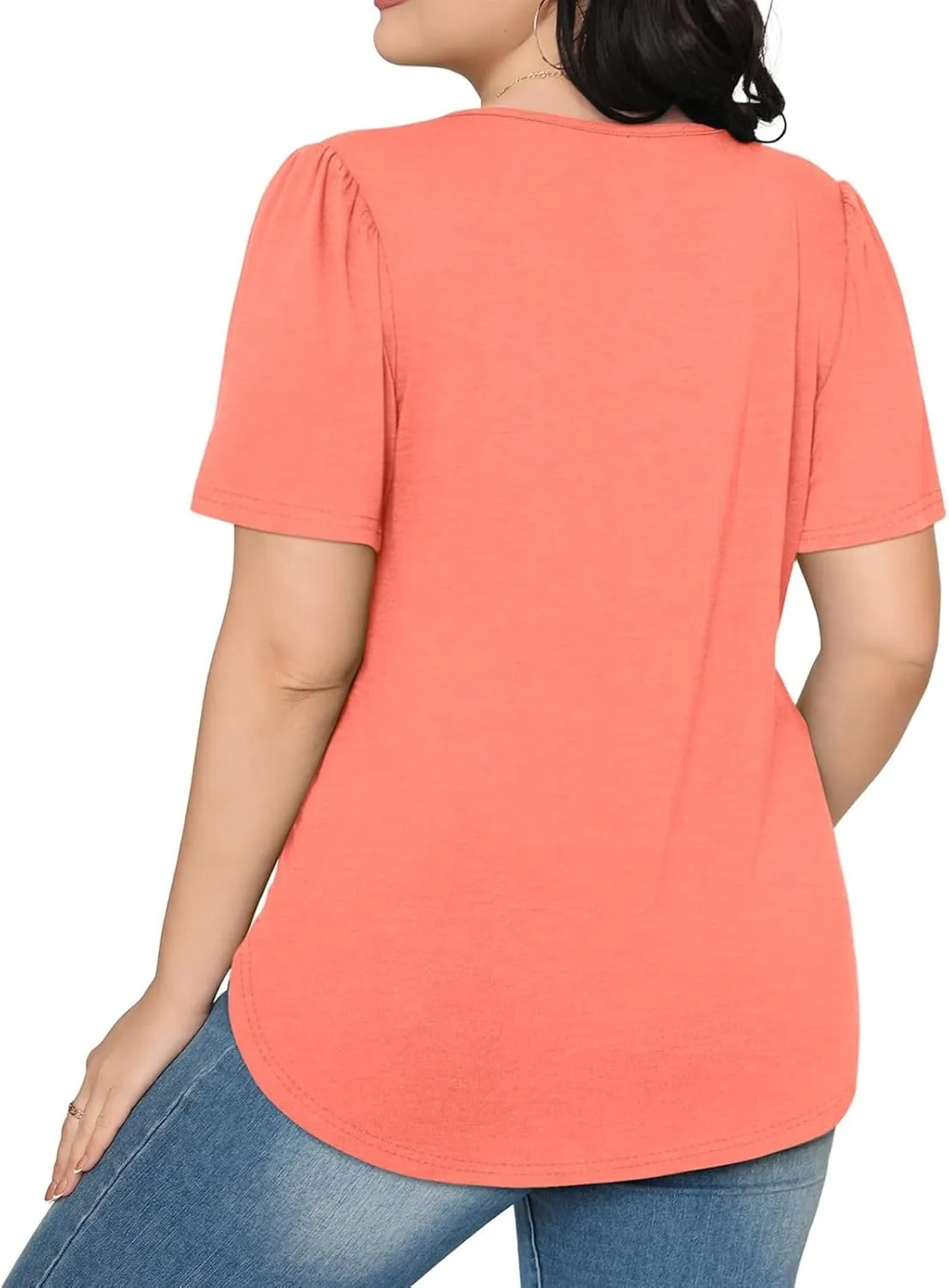 Womens Tops Casual Puff Long/Short Sleeve Pleated Crew Neck Blouses Dressy Cute Trendy Loose T Shirts