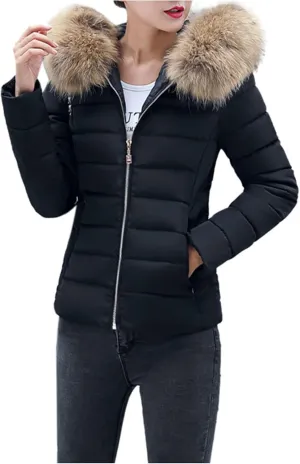 Women's Waterproof Ski Snow Jacket Winter Warm Jumper With Pockets Thick Warm Faux Lamb Wool Lined Jacket Coat