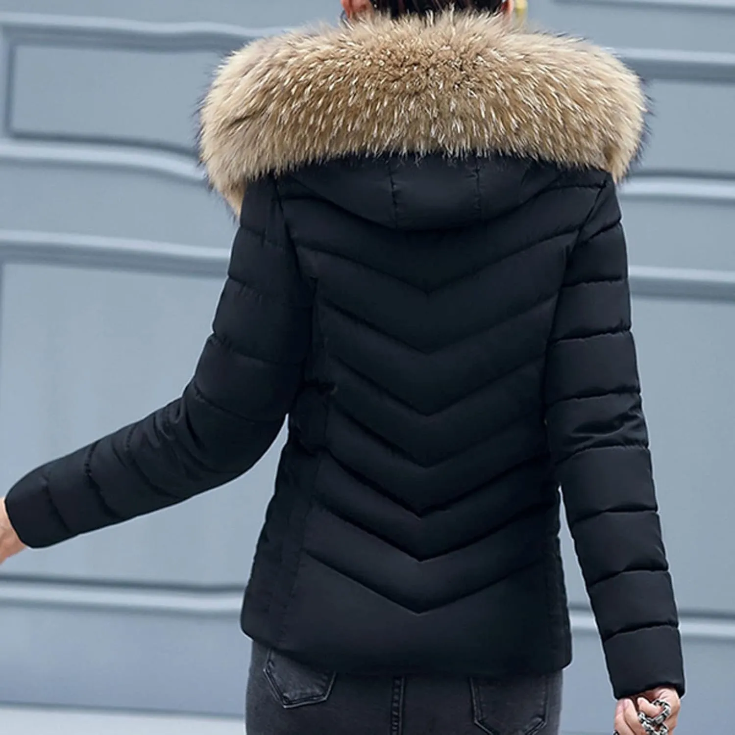 Women's Waterproof Ski Snow Jacket Winter Warm Jumper With Pockets Thick Warm Faux Lamb Wool Lined Jacket Coat