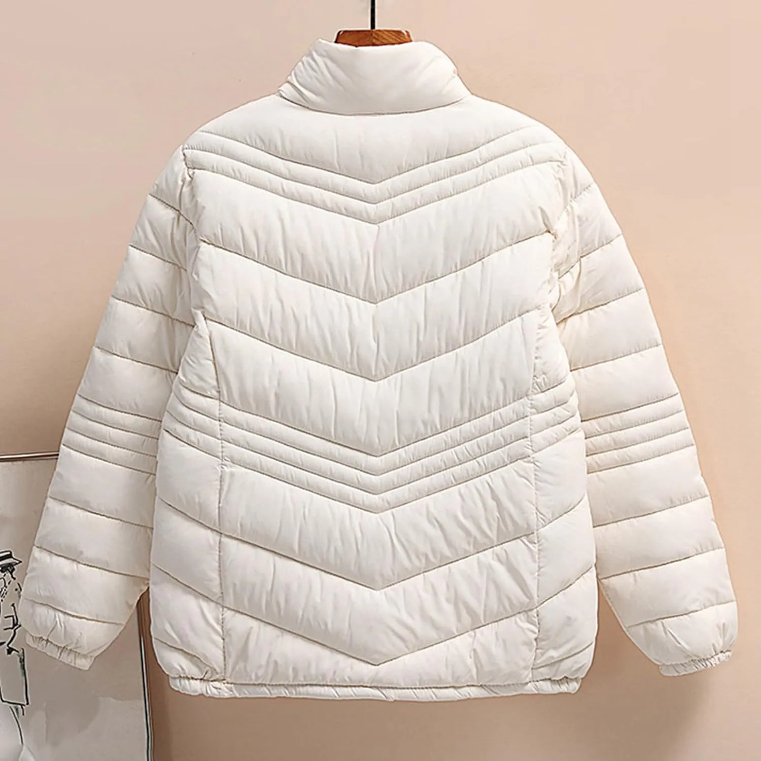 Women's Winter Casual Quilted Jackets Stand Collar Zip Up Short Padded Down Puffer Jacket Outerwear Coats with Pocket